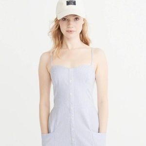 Abercrombie & Fitch White Blue Button Front Pinstripe Summer mini Dress
